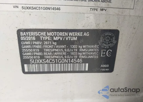 2016 BMW X5 xDrive35D from USA, damaged, VIN 5UXKS4C51G0N14546